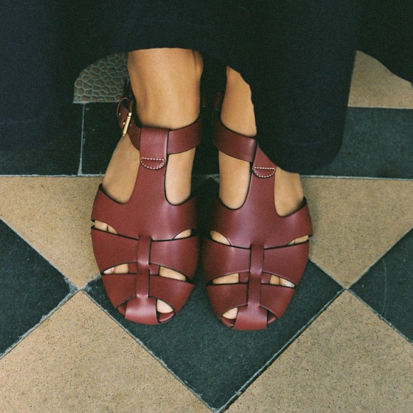 Zara Shoes - Zara Women's Flat Fisherman Leather Sandals Red NWT